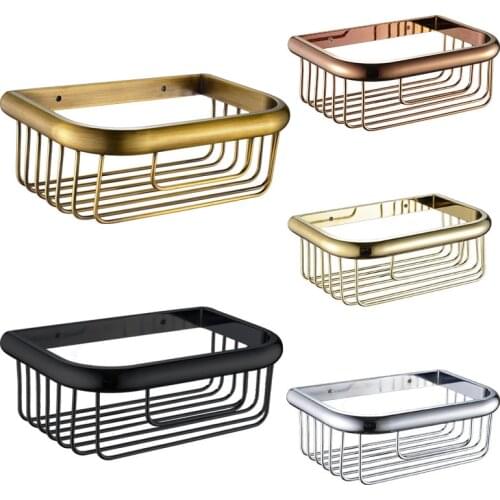 Wall Mounted Brass Solid Copper Bath Shower Shampoo Shelf Bathroom Roll Paper Basket Holder Rack 20/25cm