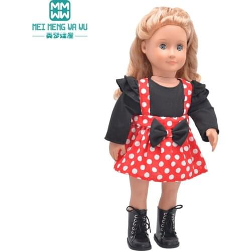 Clothes for doll Fits 45cm American Doll Clothes Fashion polka dot suspender skirt, jacket suit Girls gift