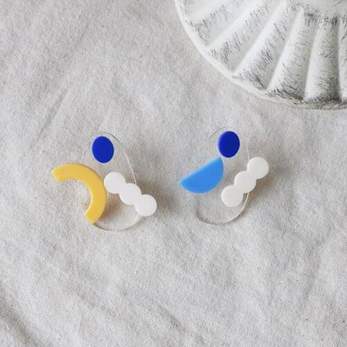 Romantic Cute Rainbow Stud Clip Earring for Women Summer Handmade Resin Colorful Simple Dating Jewelry 2021 Trend Korean Earring
