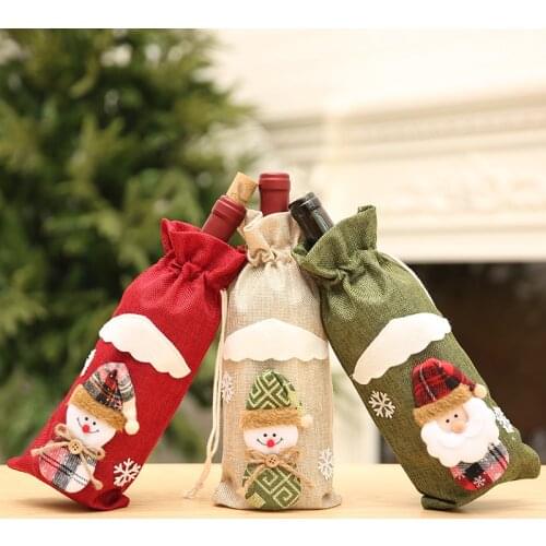 Christmas Decorations for Home Santa Claus Wine Bottle Cover Snowman Stocking Gift Holders Xmas Navidad Decor Happy New Year