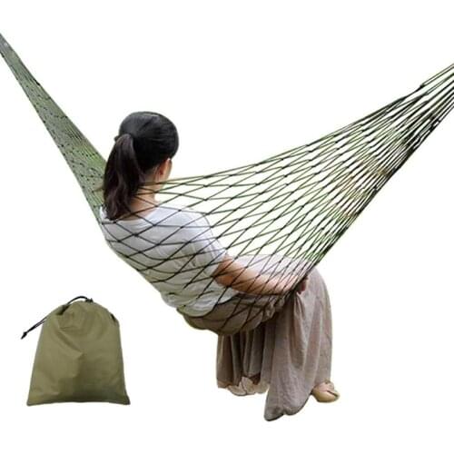 Single Person Mesh Nylon Hammock Portable For Camping Beach Outdoor Leisure Hanging Bed Swing Adult Furniture Ulatralight New