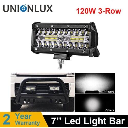 120W LED Bar 7 inch LED Light Bar 3 Rows Work Light Combo Beam for Driving Offroad Boat Car Tractor Truck 4x4 SUV 12V 24V