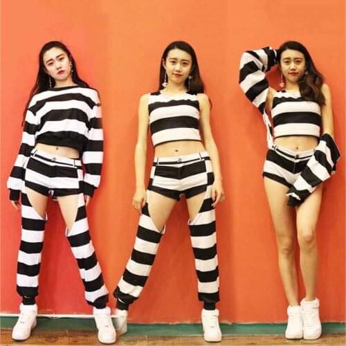 Hip Hop Dance Costumes Zebra Tops Pants Nightclub Dj Ds Gogo Singer Costume Women Rave Performing Clothes Female Wears PY123