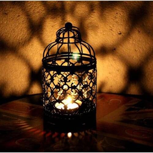 Vintage Hollow Candle Holder Candlestick Lantern Hanging Table Home Decor European Style Candlestick Wedding Home Accessories