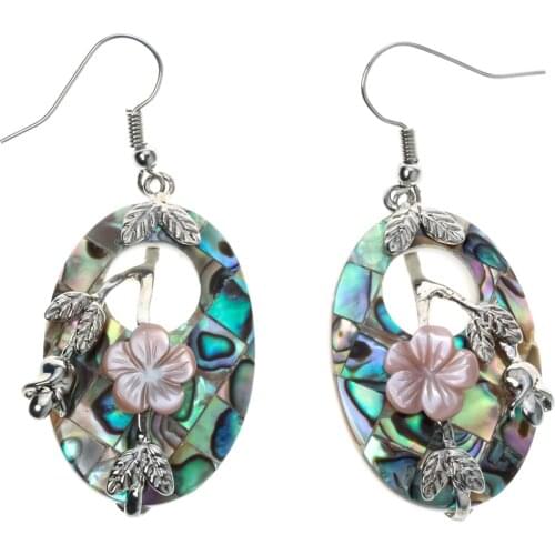 Abalone shell flower drop dangle earrings fashion jewelry mothers day gifts for women mom her wife wholesale dropshipping H018