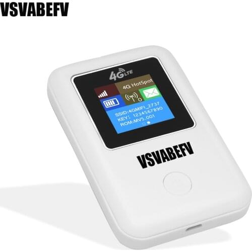 VSVABEFV Mini 4G Routers Unlocked For SIM Card 150Mbps WIFI Speed 4G 100Mbps Portable With LED Screen Battery Rechargeable