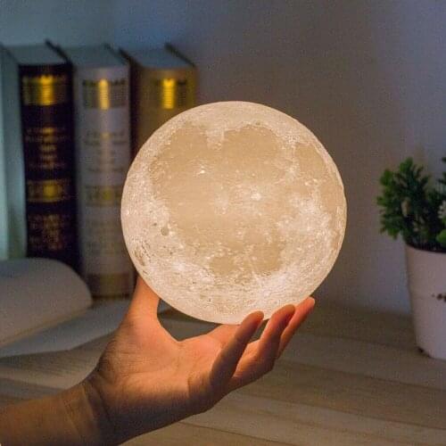 3D Printer Parts Night Light 3D Print Moon Touch LED Lamp 2 Colors Rechargeable Birthday Christmas New Year Child Gift