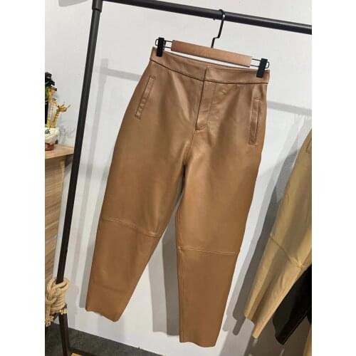 Women pants 2020 new streetwear women trousers plus size harem genuine leather pants woman