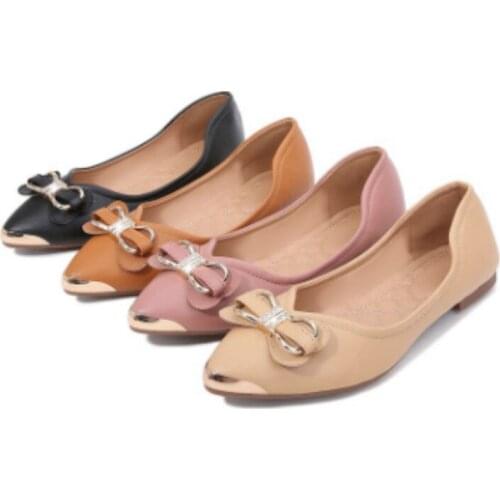 Feminine Hot Cheap Luxury Diamond Pointed Toe Matte Leather Sequined Women Single Shoes Plus Size 36-42 Flattie Softy Slip-ons