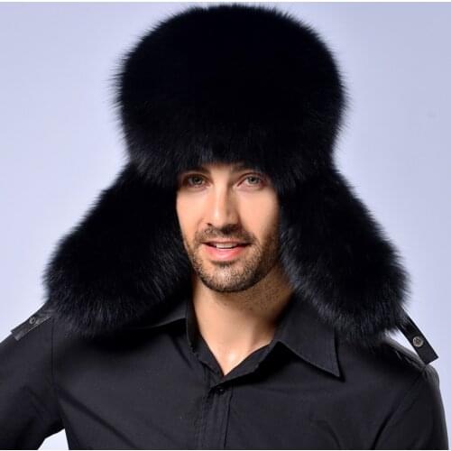 Genuine fox fur fox fur hat winter hat ear Lei Russian male silver fox raccoon hat factory wholesale free shipping