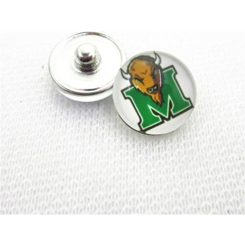 10pcs Marshall University Snap Buttons Glass 18mm Ginger Sports buttons Diy Snaps Jewelry Bracelet&bangles Charms