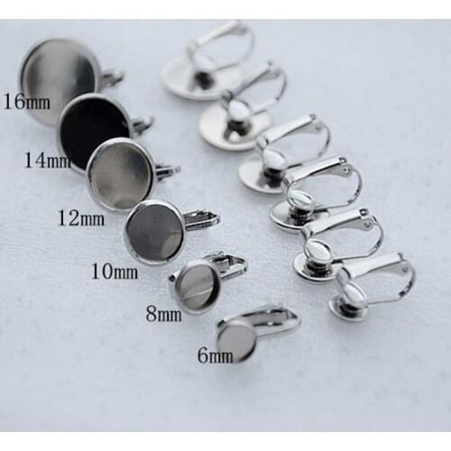 10pcs Stainless Steel French Lever Back Earrings Blank Base Settings Fit 6mm 12mm 30mm Glass Cabochons Gems Buttons DIY Jewelry