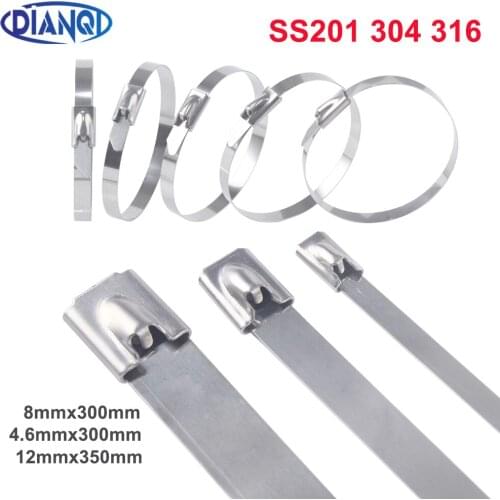 100pcs 4.6x300mm 4.6*300mm 4.6mmx300mm Latching Self-Locking Stainless Steel Zip Cable Tie Lock Tie Wrap cable ties 201 304 316