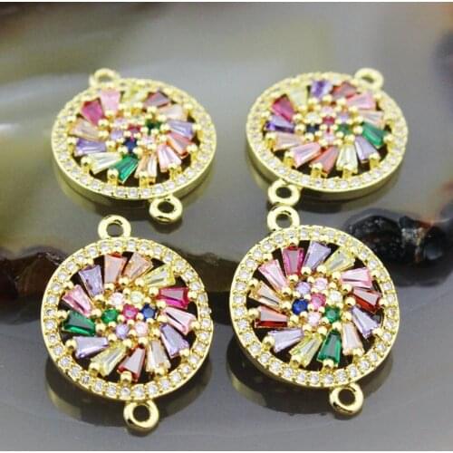 16mm 10pcs/lot New design colorful cz charm connector,cubic zirconia micro pave charm component,handmade jewelry accessories
