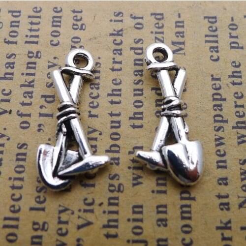 20 pieces/lot 10*19mm Antique silver color Metal alloy Shovel Hoe Charm Pendant Bracelet Key chain DIY handmade jewelry making