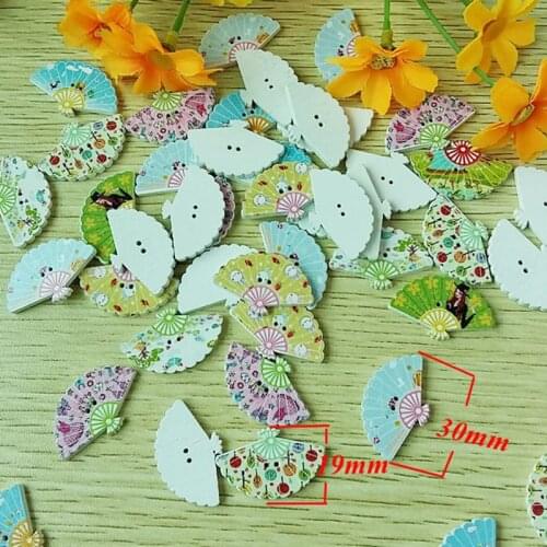 50pcs Mix Natural Fan shape Wooden Sewing Decorative Wooden Buttons Randomly Mixed For Scrapbooking Crafts Supplies 2 Holes