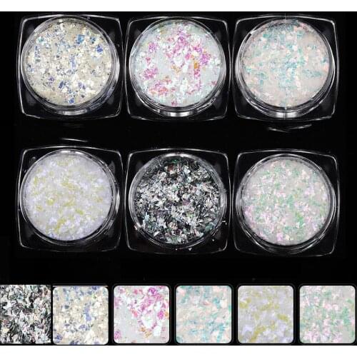6 Colors Chameleon Chrome Nail Art Powder 6 Boxes Chameleon Flakes Nail Art Magic Effect Multi Chrome Ultra Fine Glitter Powder
