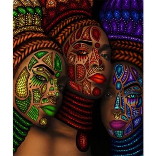 African Women Diamond Painting Full Lady Diamond Dotz Mosaic Embroidery Picture Crystal Stones Stickers Decal Wall Art Craft