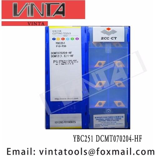 Free shipping high quality 10pcs/lots YBG202 YBC252 YBC251 YBC152 DCMT070204-HF cnc carbide turning insets