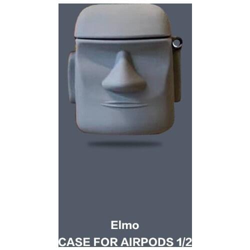 3D Elmo Wireless Bluetooth Earphone For Airpods 1/2 Charging Box Silicone Cartoon Stone Statue Protective Case For Airpods Pro
