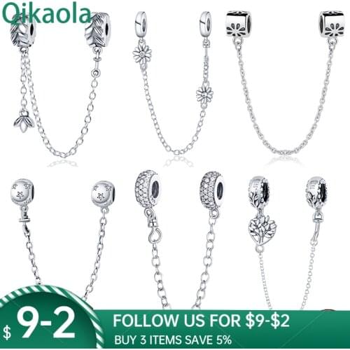 Hot Sale 925 Sterling Silver 6 Classic Safety Chains Charm&Bead Fit Original 3mm Bracelet&Bangle Making Fashion DIY Jewelry
