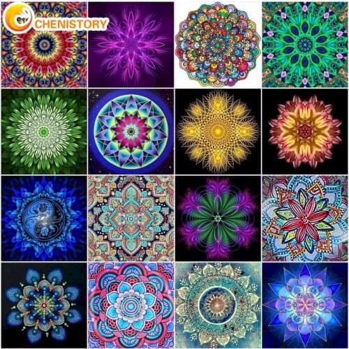 CHENISTORY Paints By Numbers Set Mandala DIY Craft Kits On Canvas With Framed Handmade Picture Drawing Coloring By Number Decor