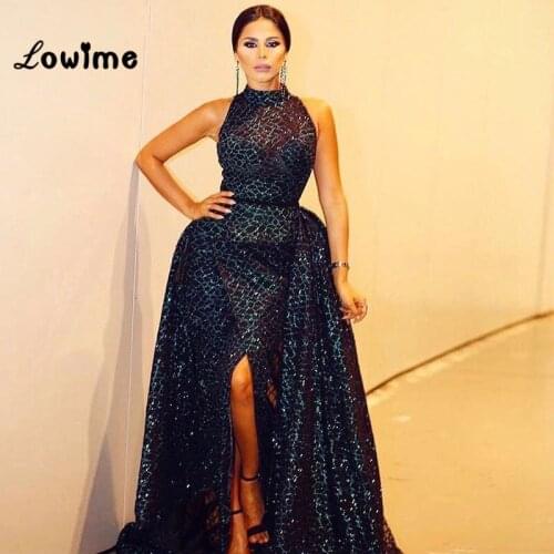 Black Arabic Evening Gown Two Piece Dubai Turkish Women Party Dress 2018 Custom Made Vestido De Festa Evening Dress Prom Dress