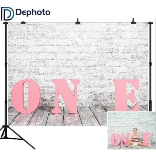 DePhoto Baby Girl 1st Birthday White Brick Wall Photography Background Customized Photographic Backdrops For Photo Studio