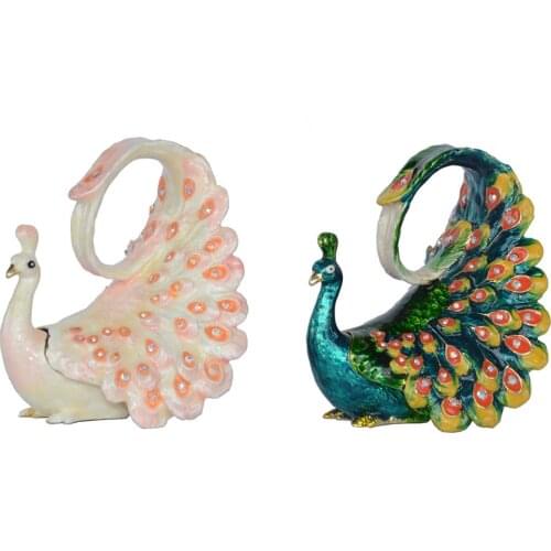 Enameled Bird Trinket Boxes Decorations Jewelry Organizer Tabletop Jewelry Holder Creative Gifts