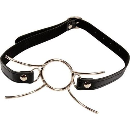 Oral Fixation PU Leather Bondage Restraint Mouth Gag Spider X Style Flirting O ring Open Mouth Gag Adult Games Sex Toys XN0083