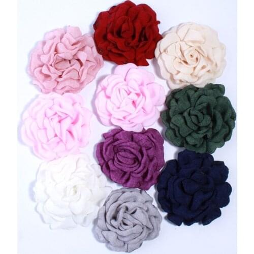 200PCS 8CM Artificial Satin Burned Peony Flower For Hairpin Hair Clip Apparel Headwear DIY Accessories U Pick Color