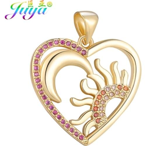 Juya DIY Luxury Gold Love Heart Locket Charms For Women Handmade Pendant Jewerly Making