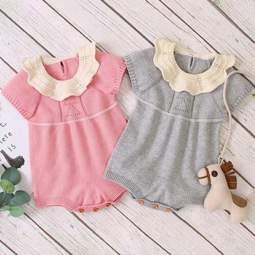 Baby Girls Bodysuits Fashion Butterfly Sleeves Newborn Girls Body Tops Solid Knitted Infantil Jumpsuits Outfits Toddler Costumes