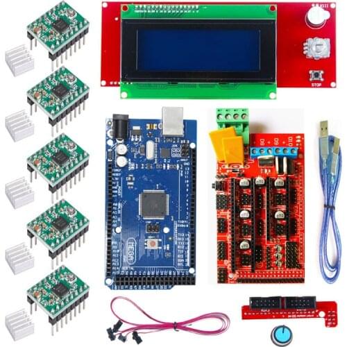 CNC 3D Printer Kit for Arduino Mega 2560 R3 + RAMPS 1.4 + LCD 2004 + Limit Switch +A4988 Stepper Driver