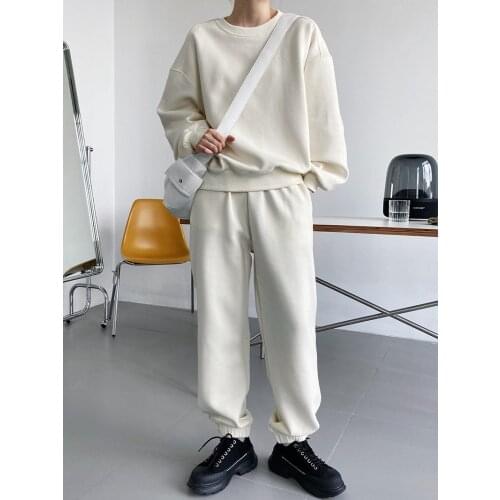 HXJJP Fashion Fashion Sweatshirt Sets Womens Spring Autumn New Loose Pullover Sweatshirt + Pants Two-piece Set