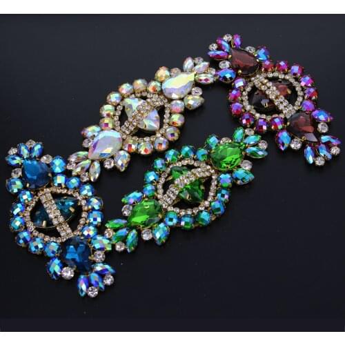 Colourfull Candy Flatback Crystal Applique Sew On Rhinestone Trim Embellishment Rhinestone shoulder Tassel Patch Applique