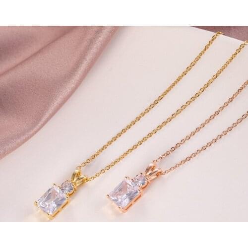 Hot Sell Perfume Bottle Zircon Pendant Necklace Stainless Steel Chain For Women Girls Copper Charms Choker Jewelry Party Gifts