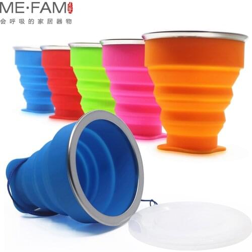 ME.FAM Small 200ml Outdoor Silicone Folding Cup With Dstproof Cover Children Available Travel Water Cups Telescopic Gargle Copa