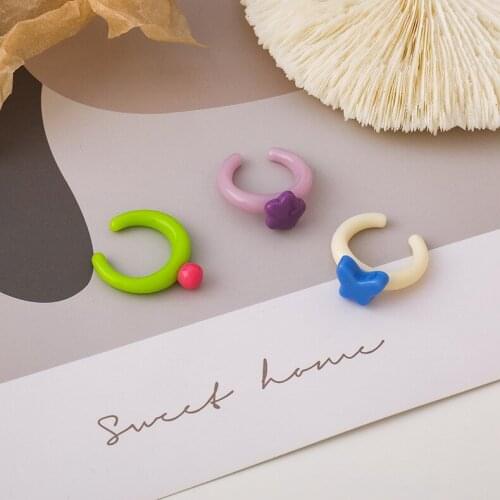 MISSNICE Sweety Lovely Style Candy Color Acrylic Rings New Arrivals Simple Geometric Design Star Butterfly Ring Girls Jewelry