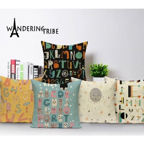 Geometric Cushions Cover Colorful Letter Home Decorative Modern Pillow Case Linen Pillows Cases Farmhouse Decor Cushion Covers