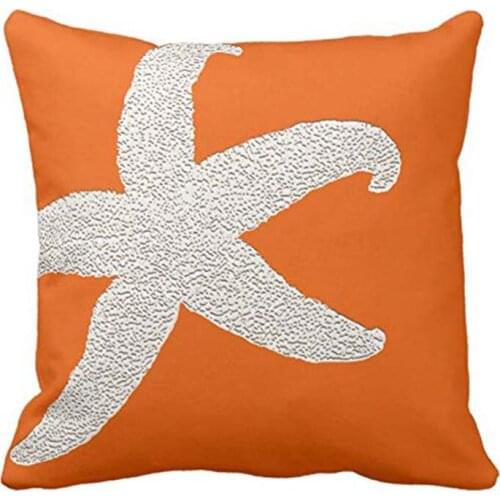 Throw Pillow Cover Persimmon Bright Orange Big Starfish Tropical Decorative Pillow Case Home Decor Square 18 x 18 Inch Pillowcas