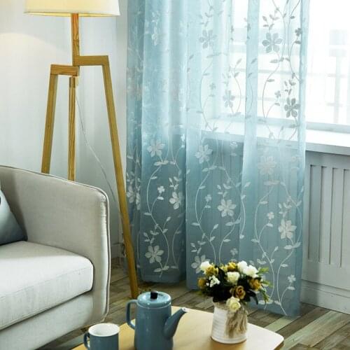 New Style Window Screen Plain Embroidered Window Screen Vine Flower Window Screen Curtain for Living Room Bay Window