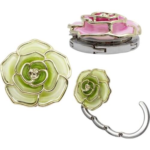 Portable Metal Hanger Rose Shape Desk Table Hook Foldable Bag Purse Hook for Bag Tote LX8666