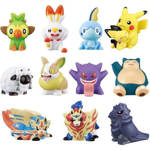 Bandai Pokemon Sword Shield Anime Figures Candy Toys Pikachu Wooloo Corviknight Zacian Zamazenta Grookey Sobble Scorbunny