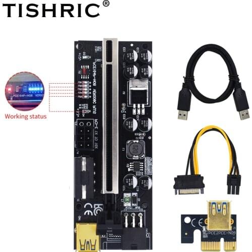 5/10PCS TISHRIC Band Shielded VER009 USB 3.0 PCI-E Riser Card PCIE-16X Extender 15Pin To 6pin Power Card For ETC Mining Miner