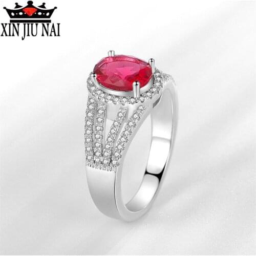 Silver Ring Quality Red Zircon Girl Ring Opening Silver Jewelry Fashion Classic