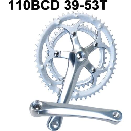 110BCD Road Bike Crank 53T 39T Chainwheel 5 Nail Square Hole Folding Bicycle Crankset 110 BCD 170mm Crank Arms 9/10 speed BMX