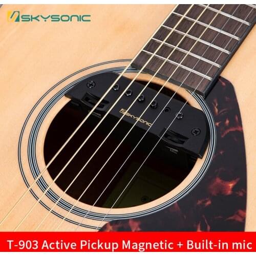 Skysonic T-903 Acoustic Guitar Pickup Active Soundhole Pickup Magnetic + Built-in microphone Dual Pickup Systems