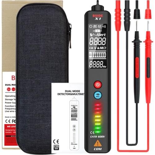 Bside X1 Voltage Detector Tester Smart Multimeter Non-contact Infrared Thermometer Ebtn Display Live Wire Test Pencil Meter