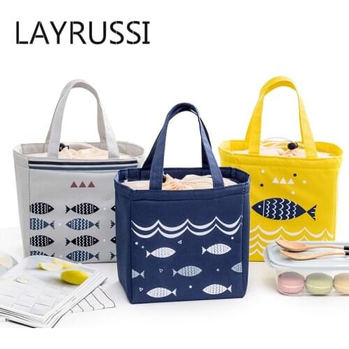 LLAYRUSSI Cartoon Zipper Insulation Bag Travel Office Picnic Cooler Bag Fruit Rice Ice Thermals Bag Outdoor Portable Lunch Bag